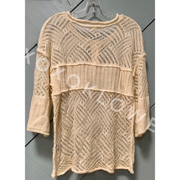 POL Ivory Summer Knit Top Button Neck Relaxed Fit - Picture 13 of 13